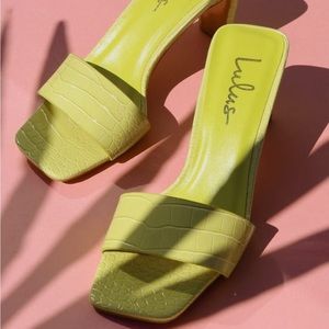 Cassilo Lime Crocodile-Embossed High Heel Sandals